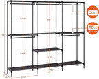 Clothes Rack, Portable Closet, 80.7 Inch Extra Large Capacity Wardrobe Closet, Clothes Storage Organizer with Shelves and 5 Hanging Rods, Easy to Assembly, Black PCT036B01