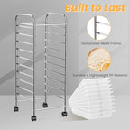 COSTWAY 10-Drawer Rolling Storage Cart, Utility Mobile Trolley with Removable Drawers & Universal Casters & 2 Brakes, Versatile Flexible Drawer Organizer Cart for Home, Office (Clear)
