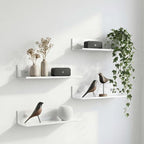 Z metnal Small Wall Shelves, Mini Display Metal Lack Floating Shelf for Collectables Figure, Aluminum, Wall Mounted, Sleek, White,12 x 5 inch, 2 Pack
