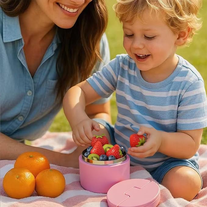 12oz Soup Thermo for Hot Food Kids Vacuum Insulated Food Jar Twist-Free Soup Thermo for Hot Food Kids Leakproof Stainless Steel Wide Mouth Lunch Container (Pink)