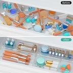 WOWBOX 12 Pack Clear Drawer Organizer Set, Acrylic Drawer Storage Trays, Storage Bins for Makeup, Cosmetics, Jewelries, Utensils, Gadgets, Office