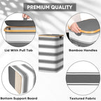 BALEINE Laundry Hamper with Lid, Tall Laundry Baskets with Bamboo Pull Handles, Large Laundry Bin with Internal Support (26 Gal/100L, Grey Stripe)
