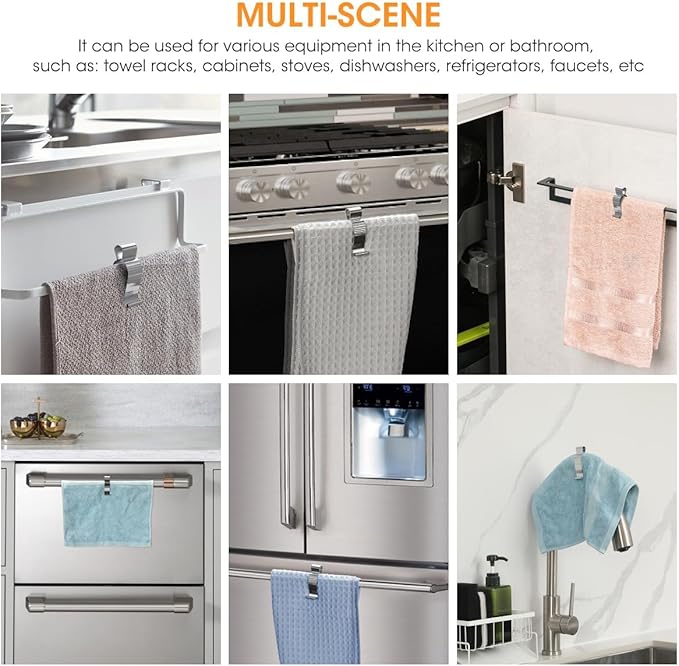 Aieve 6 Pcs Stainless Steel Towel Clips,Hand Towel Clips for Kitchen or Bathroom, Towel Holder Clips for Towel Rack,Oven Handle, Dishwasher, Stove
