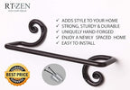 RTZEN Matte Black Hand Towel Holder for Bathroom - Handcrafted Farmhouse Wrought Iron Metal Kitchen Bar - Small Hand Towel Bar Hanger for Home or Office - Wall Mounted Rack Fits 10" Towels