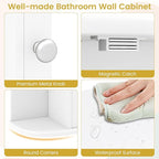 Tangkula Bathroom Medicine Cabinet with Mirror, Modern Wall Mounted Space-Saving Storage Organizer with Mirrored Door, 4 Internal Shelves & 6 Open Side Shelves, Bathroom Wall Cabinet (White)