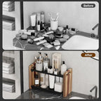 Bathroom Counter Organizer,Bathroom Counter Shelf,Bathroom Organizers,Under Sink Organizer,Cologne Organizer For Men,Cologne Cabinet,Spice Rack Organizer for Cabinet,Gifts(Brown 2 Tier)