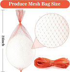 Sukh 90PCS Mesh Produce Bags - 24Inch Mesh Vegetable Bags Onion Storage Net Produce Seafood Net for vegetables Storage Fruits Seafood and Other Agricultural Products Red