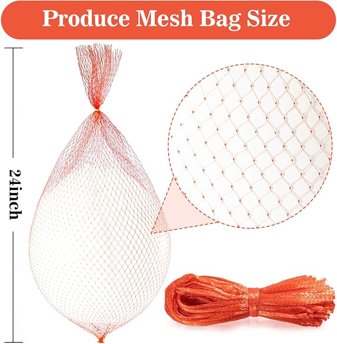 Sukh 90PCS Mesh Produce Bags - 24Inch Mesh Vegetable Bags Onion Storage Net Produce Seafood Net for vegetables Storage Fruits Seafood and Other Agricultural Products Red