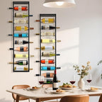 Wall Mounted Wine Rack: Metal Hanging 10 Bottle Wine Holder - Black Wine Storage Rack