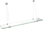 Spancraft Glass CR-12x48-Brushed Steel Crane Glass Shelf, Brushed Steel, 12" x 48"