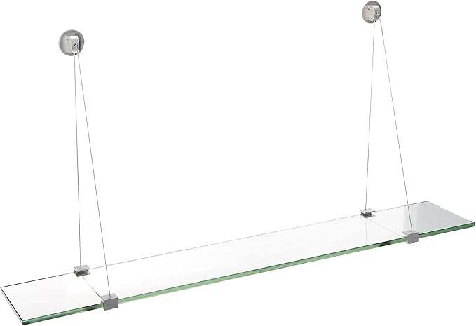 Spancraft Glass CR-6x36-Brushed Steel Crane Glass Shelf, Brushed Steel, 6" x 36"