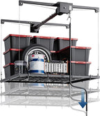 Overhead Garage Storage Rack, Adjustable 4x4 ft Heavy Duty Ceiling Mounted Storage Racks with Safety Lock, 250 lb Capacity Overhead Garage Storage Rack for Garage and Attic