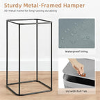 STORAGE MANIAC 2-in-1 Laundry Hamper with Laundry Backpack Bag, 90L Metal Frame Laundry Basket, Dirty Clothes Bag with Shoulder Straps and Mesh Pocket for College, Travel, Laundromat, Apartment, Gray