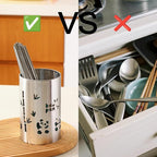 Utensil Holder for Kitchen Counter, Stainless Steel Cooking Utensils Crock, Spoon and Fork Metal Flatware Canister, Countertop Utensil Organizer for Spatulas, Ladles, Cutlery & Tableware Storage
