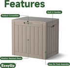 EasyUp 36 Gallon Outdoor Storage Box Waterproof, Resin Outdoor Deck Box, Lockable Deck Boxes for Garden Tools Equipment and Cushions (Gray)
