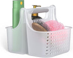 Brookstone Modern Large Portable Shower Caddy with Soft Silicone Carrying Handle, Bathroom Organizer Basket, Plastic Bath Tote and Shower Organizer, Quick Dry Drainage Holes, BPA Free, Clear