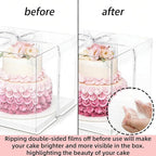 6 Pcs Clear Cake Box with Ribbon 2-Layer 10x10x10 Inch, Transparent Cake Carrier Box with Lids, PET Tall Cake Packaging Boxes, Clear Gift Boxes for Mother's Day Birthday Wedding Festival Party