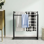 Honiter Towel Racks for Bathroom, 2 Tiers Wider Towel Drying Rack Outdoor, Free Standing Towel Rack, Pool Towel Blanket Stand and Display Rack for Oversized Bath Towels, Black
