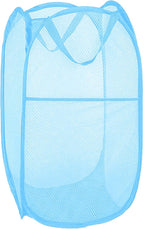 Mesh Laundry Hamper, Pop Up Laundry Basket Portable Collapsible Clothes Storage Bin for Bedroom, College Dormitory, Apartment, Foldable Clothes Hamper, Sky Blue
