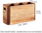 12" Wooden Kitchen Utensil Holder, Extra Large Acacia Wood Organizer for Cooking Tools, Utensils & Cutlery Storage – 3-Compartment Countertop Holder