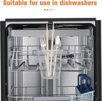 Cabilock Dishwasher Chopstick Basket with Hooks, Stainless Steel Kitchen Utensil Holder, Cutlery Organizer for Chopsticks Spoons Forks Straws, Small Hanging Silverware Drying Rack, 3pcs