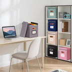 2 Pack Hanging File Folders Organizer with Lid, Letter Size Fabric File Storage Box Collapsible, Portable Office Document Holder with Metal Handle, Smooth PVC Rails, Pink