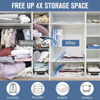 BoxLegend Vacuum Storage Bags with Electric Pump 26 Combo (3X-Jumbo, 5 Jumbo, 5 Large, 8 Medium, 5 Small) Thickened Vacuum Seal Bags for Clothing Space Saving for Coat Quilt Blanket Pillow Comforters