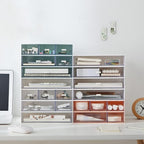 Plastic Storage Drawer, 6 Drawers Desk Organizer, Makeup Organizer, Blue (6.5" L x 8.9" W x 5.1" H)