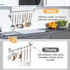 Kitchen Utensils Holder Hanging Racks 304 Stainless Steel Rail Utensil Storage Hanger Wall Mounted Rack for Tools and Pots(40cm)