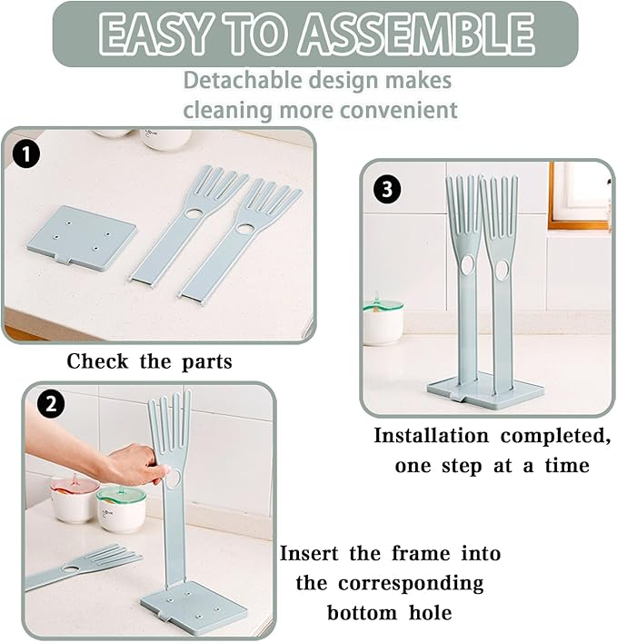 Kitchen Gloves Holder Mitten Dryer Reusable Plastic Dish Washing Rack Sink Holder Stand Blue