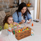 YOUEON Wooden Egg Holder for Countertop, Stackable 2-Tier Egg Crates for 24 Eggs with Handle, Farmhouse Rustic Pinewood Egg Storage Box with “Farm Fresh Eggs” Print, No Assembly Needed