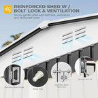 DWVO 12x8ft Metal Outdoor Storage Shed with Window, Lockable Tool Storage Sheds, Oversized Steel Garden Sheds with Sloped Roof for Backyard, Patio, Garage, Lawn, Gray & White