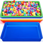 Hoteam 10 Pcs Flat Storage Organizer Tray Bin Letter Size Paper Tray for Classroom Plastic Stackable File Organizer for School Office Teacher Book Organization(Bright Color,16.14 x 11.81 x 1.38 Inch)