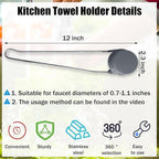 Dish Towel Holder - Dish Rag Holder for Kitchen Sink Dish Cloth Rack Adjustable Stainless Convenient Rag Hanger for Faucet