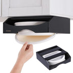 10-inch Paper Plate Dispenser Under Cabinet,Bamboo Paper Plate Holders,Kitchen Counter Vertical Plate Dispensers Holders Countertop Caddy (For 10-inch Plates,Black)