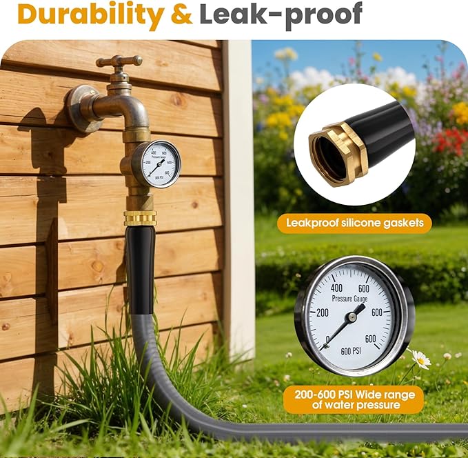 Garden Hose 25 FT, Non-Expanding Water Hose, Ultra-Light & Flexible, Burst-Resistant, Kink-Free, High-Pressure Garden Hose All-Weather Use for Lawns, Gardens, and Outdoor Cleaning