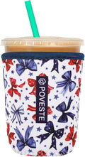 Reusable Neoprene Insulator Sleeve for Iced Coffee & Cold Soda, Coffee Sleeves for Iced & Hot Drinks, Cold Beverage Cooler Compatible with Starbucks, Dunkin (Bow&Patriot, Small: 16-18oz)