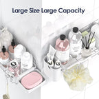 Shower Caddy Adhesive Shower Organizer 7-Pack, Rustproof Stainless Steel Bathroom Shelves, Large Capacity No-Drill Rack Storage Accessories with Soap Dish Toothbrush Holder Hooks