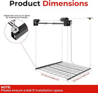 TBVECHI Overhead Garage Lifting Storage Rack, 4x4 Ft Heavy-Duty Metal Garage Ceiling Rack, Storage Organizer System with 96''L Adjustable Height, 250lbs Weight, Matte Black