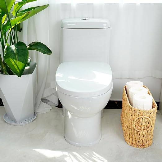 Large Toilet Paper Storage Basket, Wicker Toilet Paper Holder Basket for Bathroom, Natural Water Hyacinth Narrow Basket, Slim Toilet Paper Basket for 6 Mega Rolls, Magazines & Towels