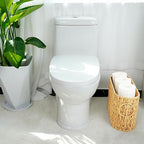 Large Toilet Paper Storage Basket, Wicker Toilet Paper Holder Basket for Bathroom, Natural Water Hyacinth Narrow Basket, Slim Toilet Paper Basket for 6 Mega Rolls, Magazines & Towels