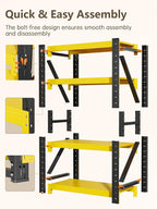 4-Tier Storage Shelves,79" H Heavy-Duty Garage Shelving Unit,Adjustable Industrial Metal Shelf System,5,000lbs Capacity,Tool Organizer for Garage,Workshop,60" W*24" D*79" H,Black&Yellow