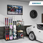 Freestanding Snowboard Rack - 4 Pair Ski, 3 Pack Snowboard, Boot, Pole, Goggles, Helmet Rack for Garage, Shed, Basement