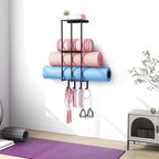 Camping Chair Wall Storage for Garage, Metal Camping Chair Storage Rack Wall Holder, Floating Shelf, 4 Hooks, Stainless Steel, Beach Chair Rack, Umbrella Holder, Garage Chair Organizer, Matte Black