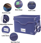 DocSafe Fireproof Document Box with Lock,File Storage Organizer with Pockets,Collapsible Portable File Box Home Office Safe Filing Cabinet with Handle for Hanging Letter/Legal Folders,Blue,2 Pack