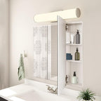Design House Cyprus Medicine Cabinet, 3 Frameless Mirrored Doors, 2 Adjustable Shelves, Pre-Assembled, Surce or Recess-Mounted, White, 36.3 in. W x 4.4 in. D x 30.1 in. H, 590265