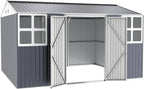 WACASA 12x10 FT Metal Shed Heavy-Duty | Military-Grade 20-Gauge Reinforced Frame with Powder Coating | 50 PSF Snow Load & 120 MPH Wind Rated | Tiny House Skylight Building