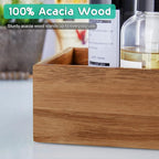 ALELION Acacia Wood Bathroom Storage Basket for Organizing - Toilet Paper Basket with Handle for Back of Toilet Tank Top Topper - Small Narrow Baskets for Kitchen Pantry Garage Laundry Room Storage