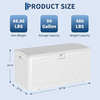 Garvee 99 Gallon Waterproof Large Resin Deck Box Indoor Outdoor, Lockable Storage Container for Patio Furniture Tools, Waterproof Deck Box Patio Storage Bin for Pool Garden, White
