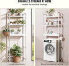 VEVOR Over The Toilet Storage, 3-Tier Adjustable Over Toilet Bathroom Organizer, Bamboo Storage Shelf Rack with 3 Hooks, Freestanding Easy Assembly Laundry Space Saver, Fit Most Toilets